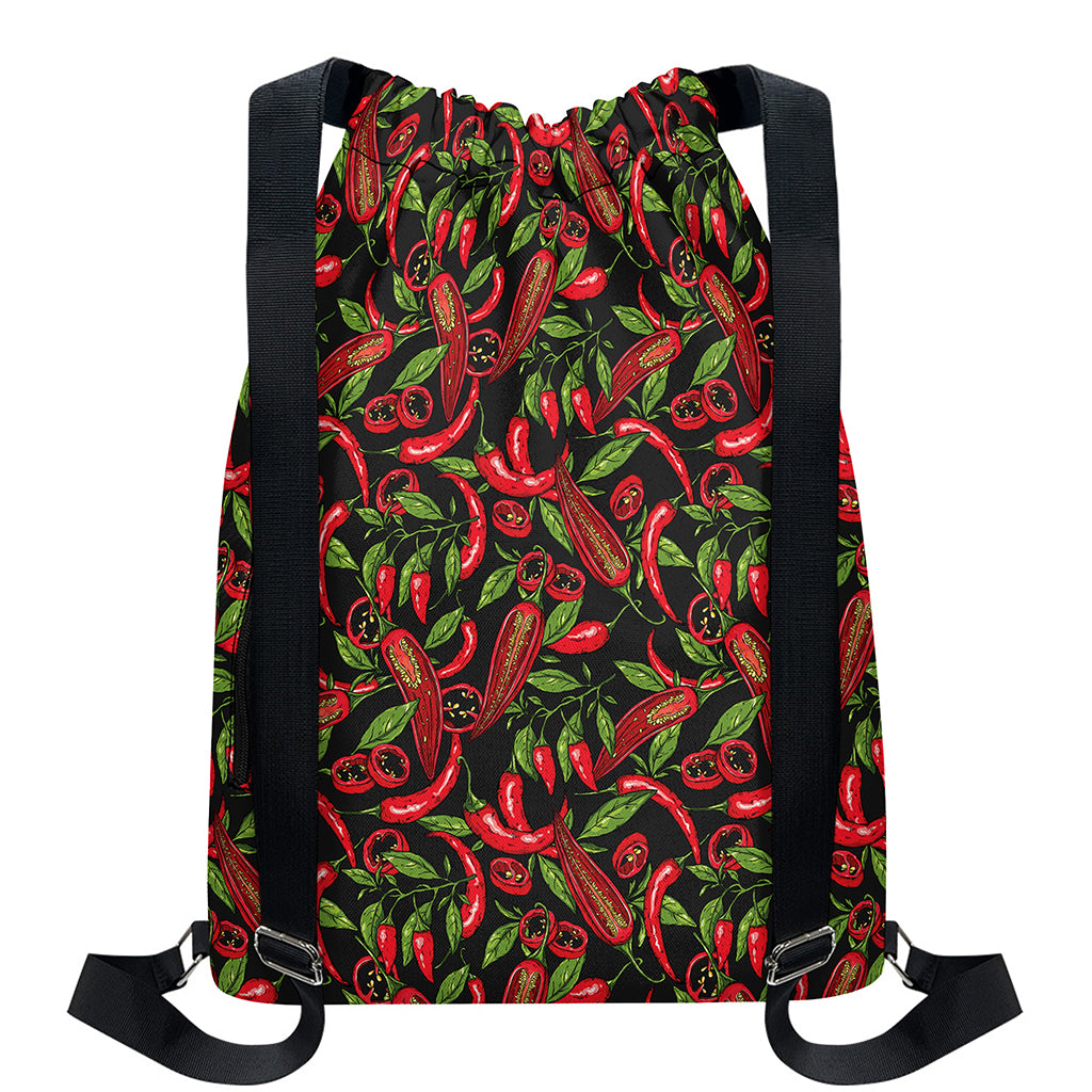 Hot Chili Peppers Pattern Print Drawstring Backpack