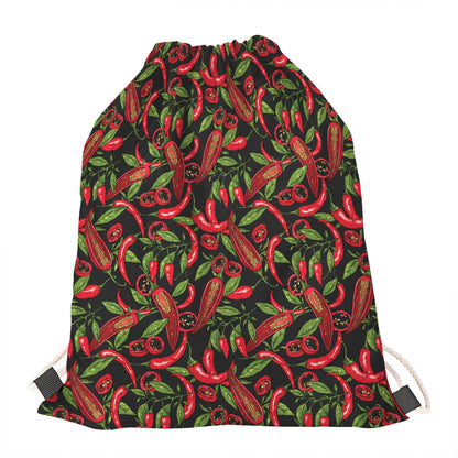 Hot Chili Peppers Pattern Print Drawstring Bag