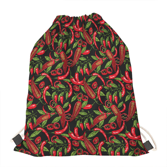 Hot Chili Peppers Pattern Print Drawstring Bag