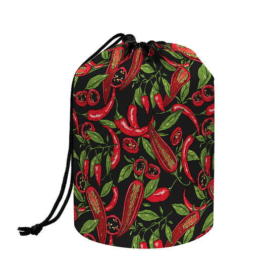 Hot Chili Peppers Pattern Print Drawstring Makeup Bag