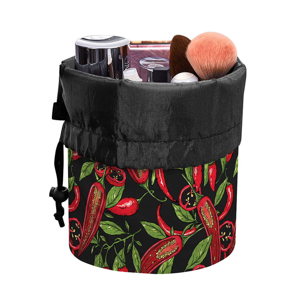 Hot Chili Peppers Pattern Print Drawstring Makeup Bag