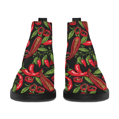 Hot Chili Peppers Pattern Print Flat Ankle Boots