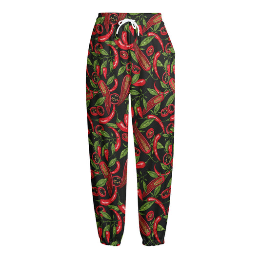 Hot Chili Peppers Pattern Print Fleece Lined Knit Pants