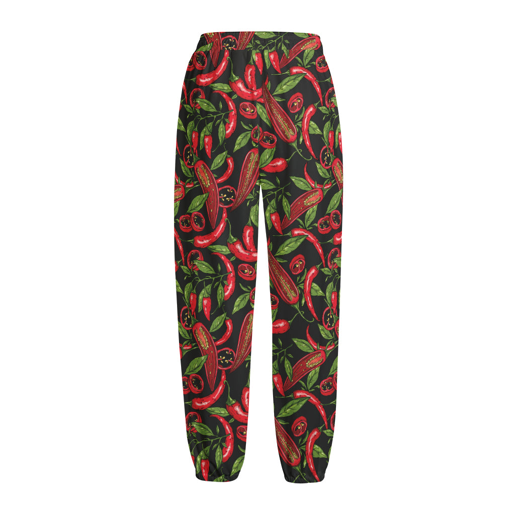 Hot Chili Peppers Pattern Print Fleece Lined Knit Pants
