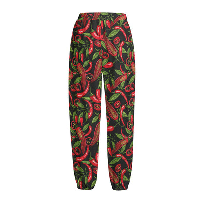 Hot Chili Peppers Pattern Print Fleece Lined Knit Pants