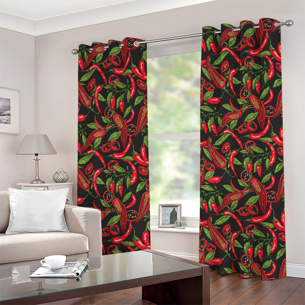 Hot Chili Peppers Pattern Print Grommet Curtains