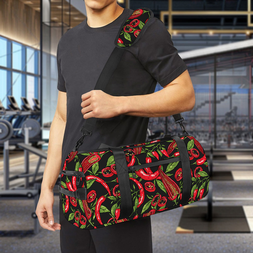 Hot Chili Peppers Pattern Print Gym Bag