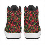 Hot Chili Peppers Pattern Print High Top Leather Sneakers