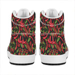 Hot Chili Peppers Pattern Print High Top Leather Sneakers