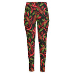 Hot Chili Peppers Pattern Print High-Waisted Pocket Leggings