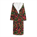 Hot Chili Peppers Pattern Print Hooded Bathrobe