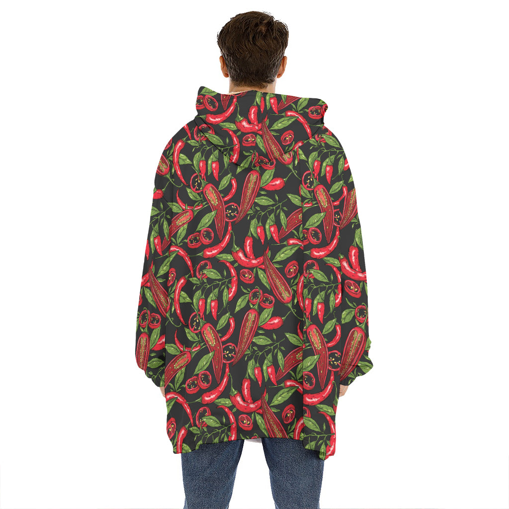 Hot Chili Peppers Pattern Print Hoodie Blanket