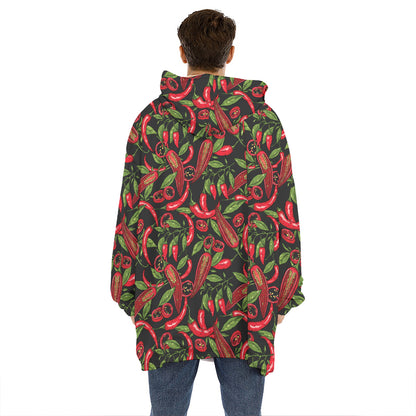 Hot Chili Peppers Pattern Print Hoodie Blanket