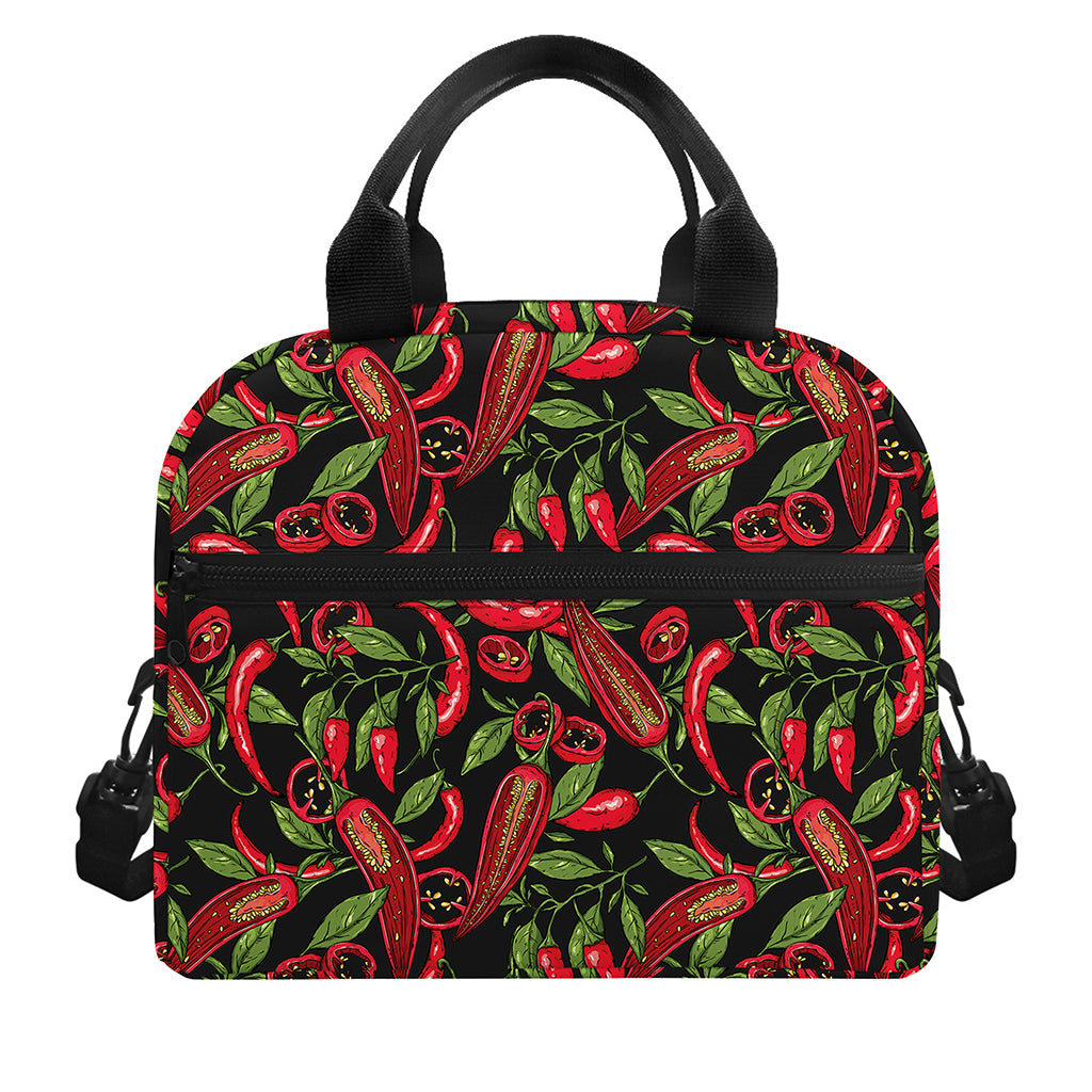 Hot Chili Peppers Pattern Print Insulated Lunch Bag