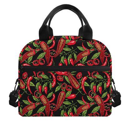 Hot Chili Peppers Pattern Print Insulated Lunch Bag