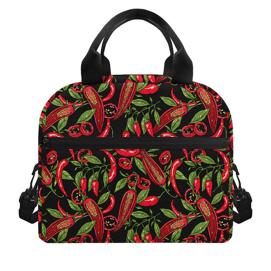 Hot Chili Peppers Pattern Print Insulated Lunch Bag