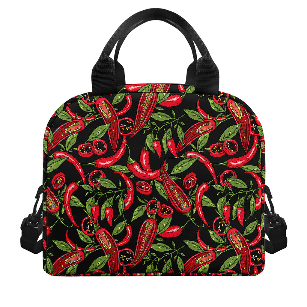 Hot Chili Peppers Pattern Print Insulated Lunch Bag