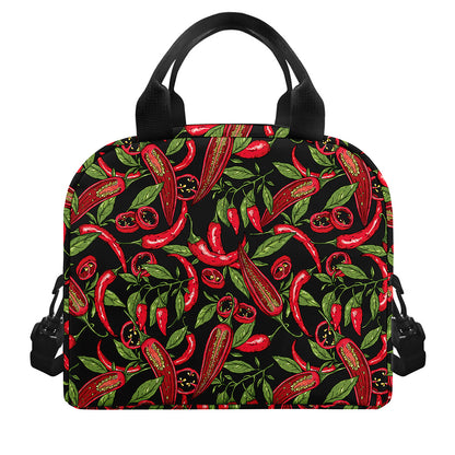 Hot Chili Peppers Pattern Print Insulated Lunch Bag