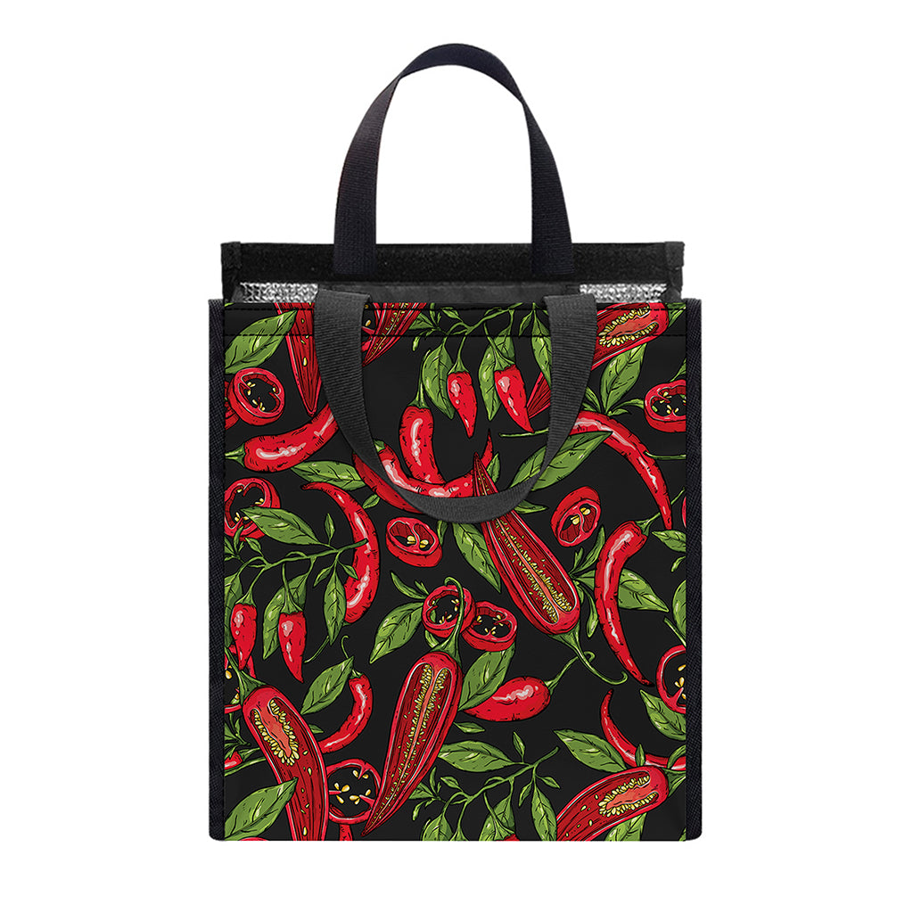 Hot Chili Peppers Pattern Print Insulated Lunch Tote