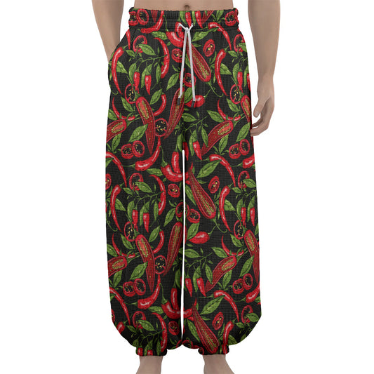 Hot Chili Peppers Pattern Print Lantern Pants