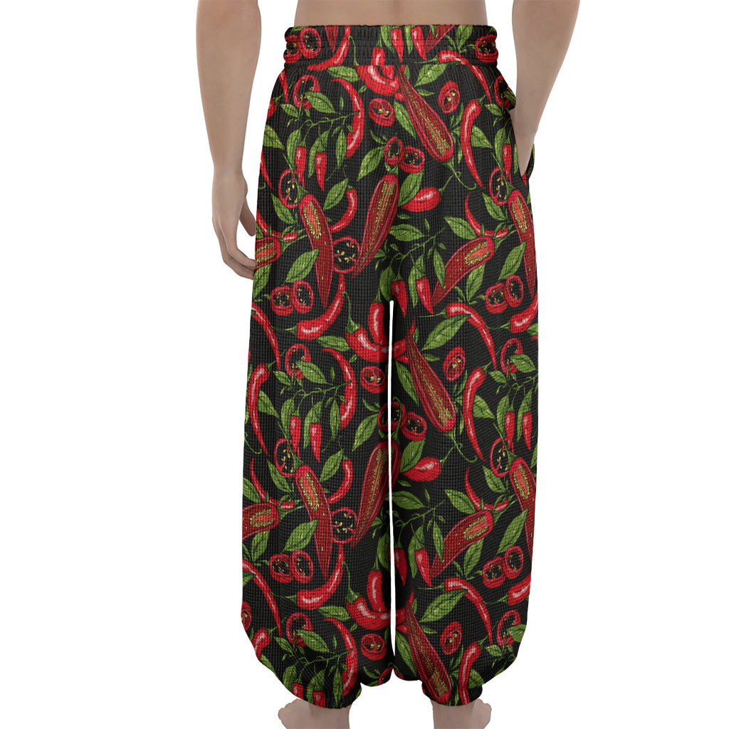 Hot Chili Peppers Pattern Print Lantern Pants