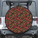 Hot Chili Peppers Pattern Print Leather Spare Tire Cover