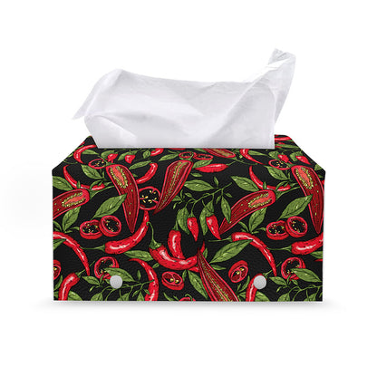 Hot Chili Peppers Pattern Print Leather Tissue Box Cover