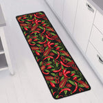 Hot Chili Peppers Pattern Print Long Kitchen Mat