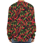 Hot Chili Peppers Pattern Print Long Sleeve Baseball Jersey