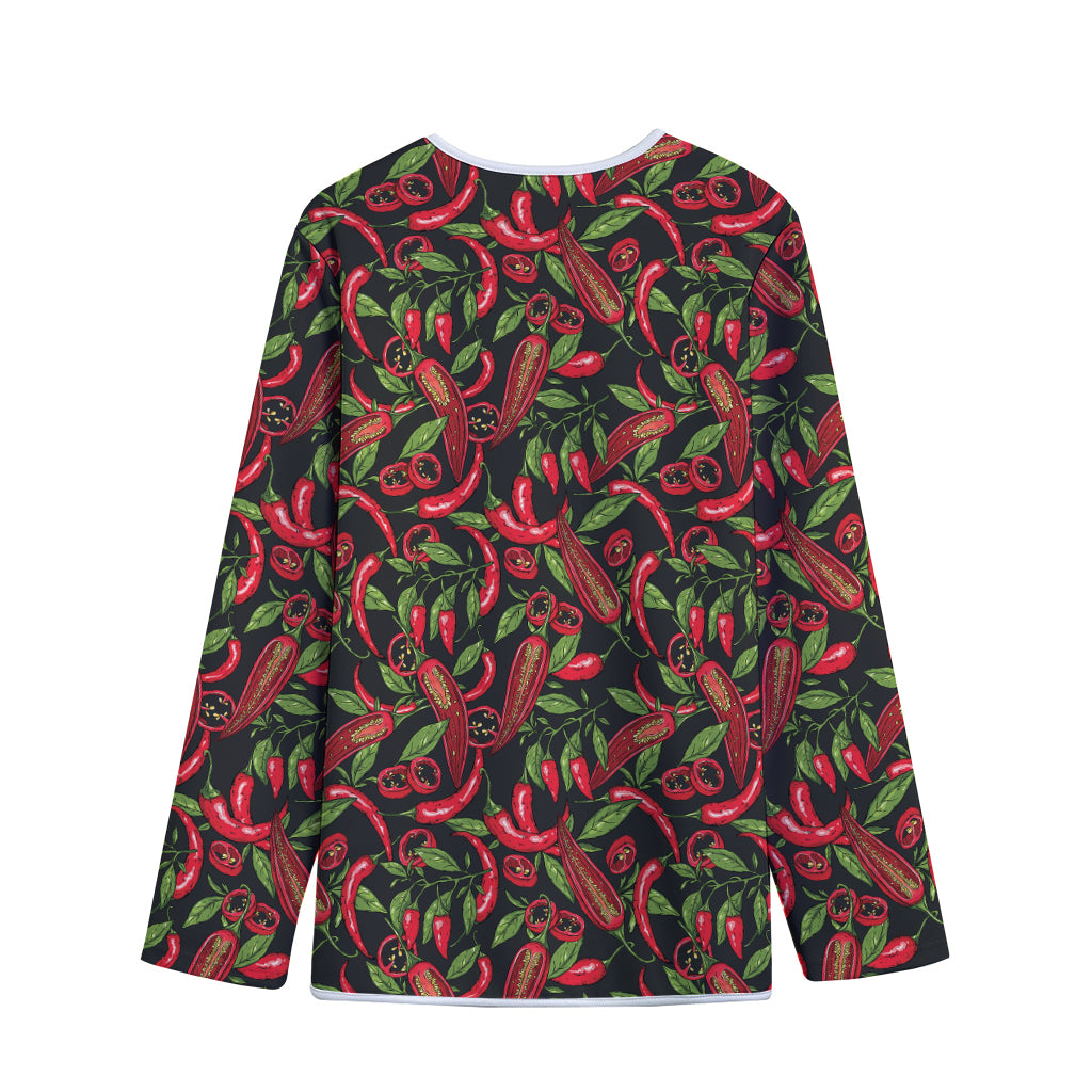 Hot Chili Peppers Pattern Print Long Sleeve Short Coat