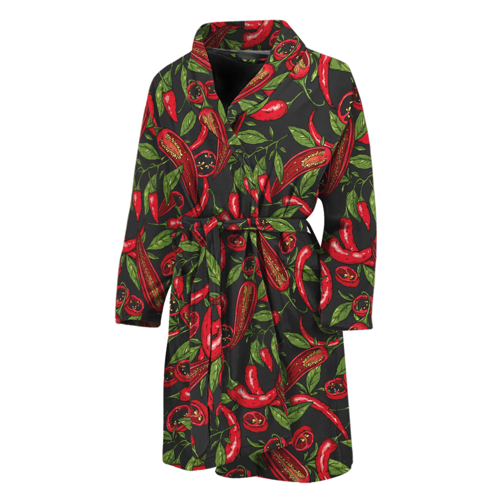 Hot Chili Peppers Pattern Print Men's Bathrobe