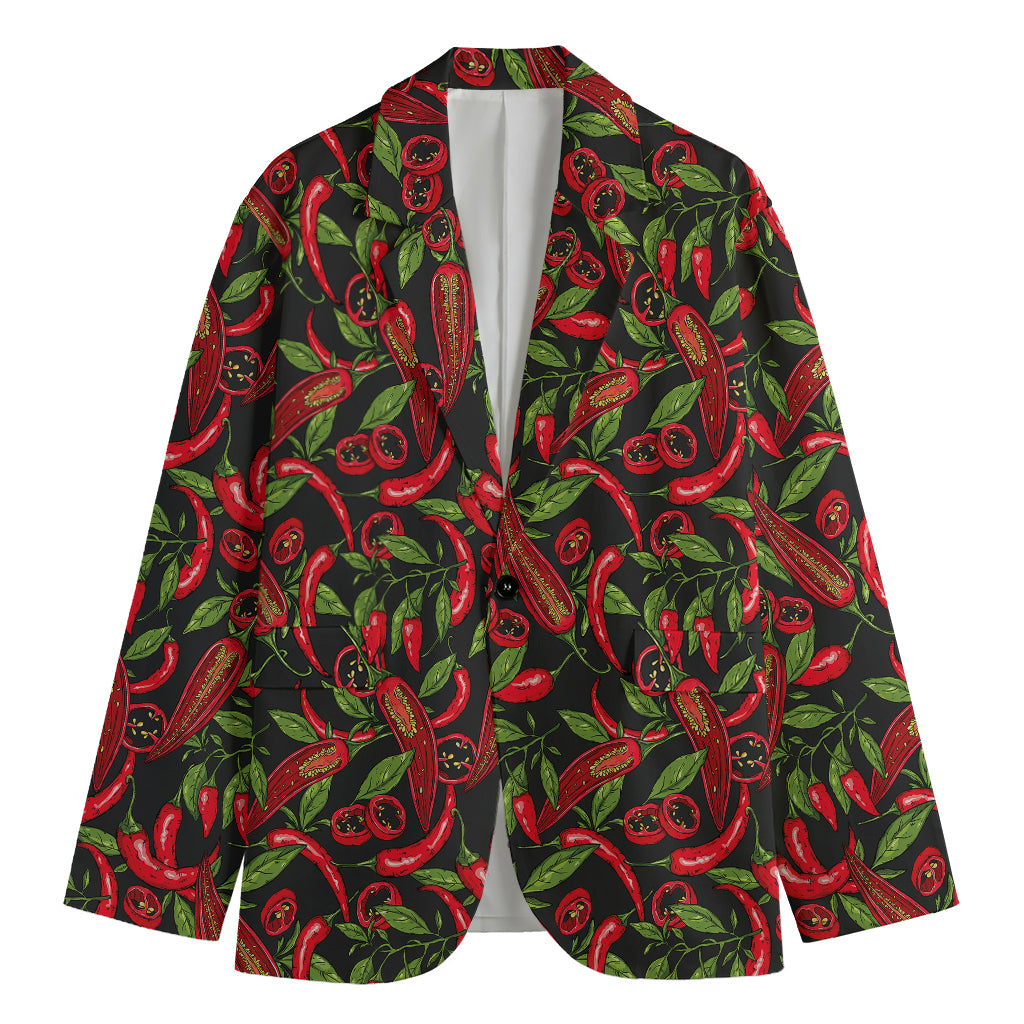 Hot Chili Peppers Pattern Print Men's Blazer