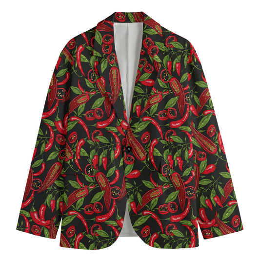 Hot Chili Peppers Pattern Print Men's Blazer