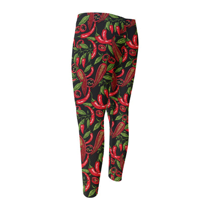 Hot Chili Peppers Pattern Print Men's Compression Pants