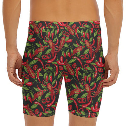 Hot Chili Peppers Pattern Print Men's Long Boxer Briefs