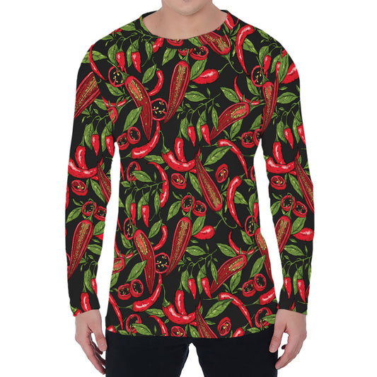 Hot Chili Peppers Pattern Print Men's Long Sleeve T-Shirt
