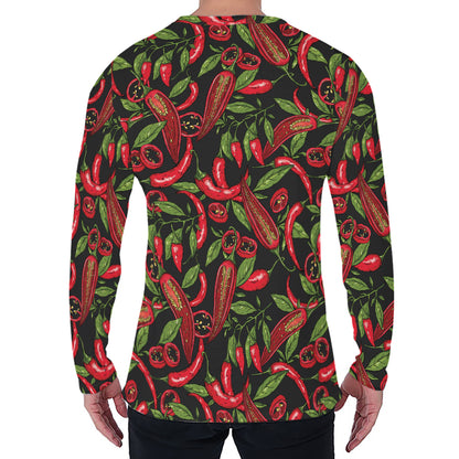 Hot Chili Peppers Pattern Print Men's Long Sleeve T-Shirt