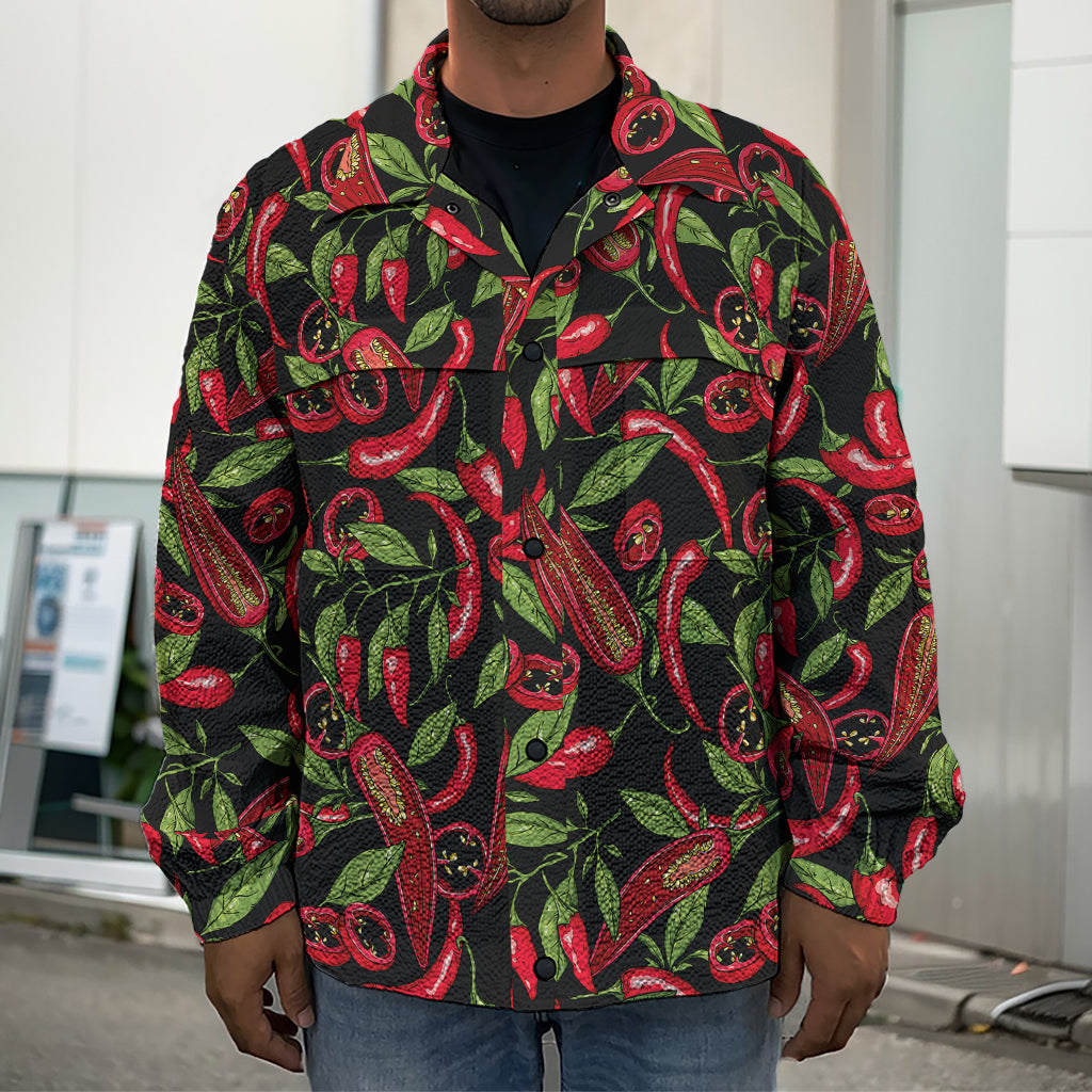 Hot Chili Peppers Pattern Print Men's Shirt Jacket