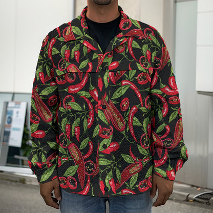 Hot Chili Peppers Pattern Print Men's Shirt Jacket