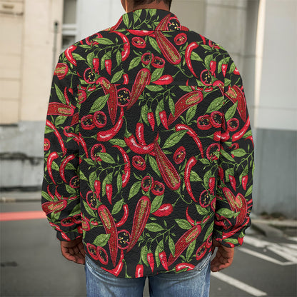Hot Chili Peppers Pattern Print Men's Shirt Jacket