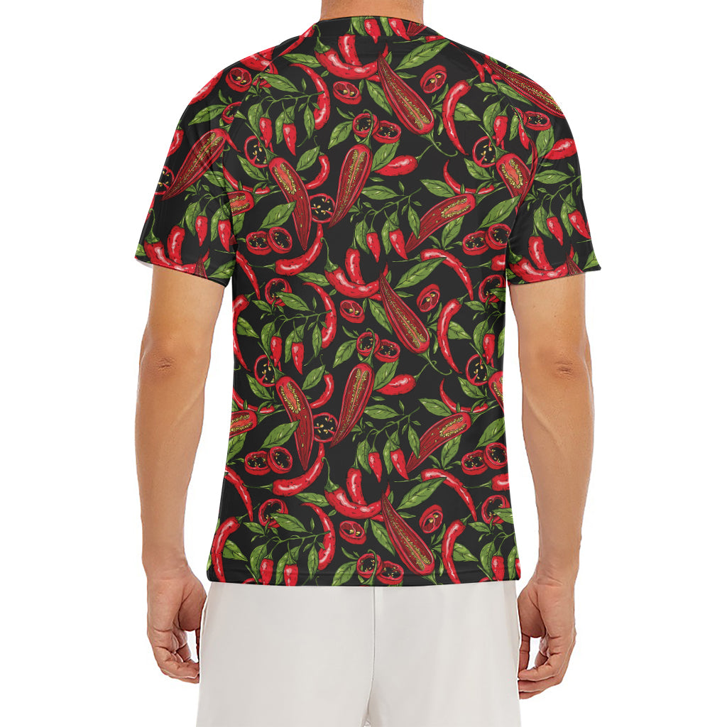 Hot Chili Peppers Pattern Print Men's Short Sleeve Rash Guard