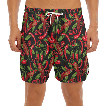 Hot Chili Peppers Pattern Print Men's Split Running Shorts
