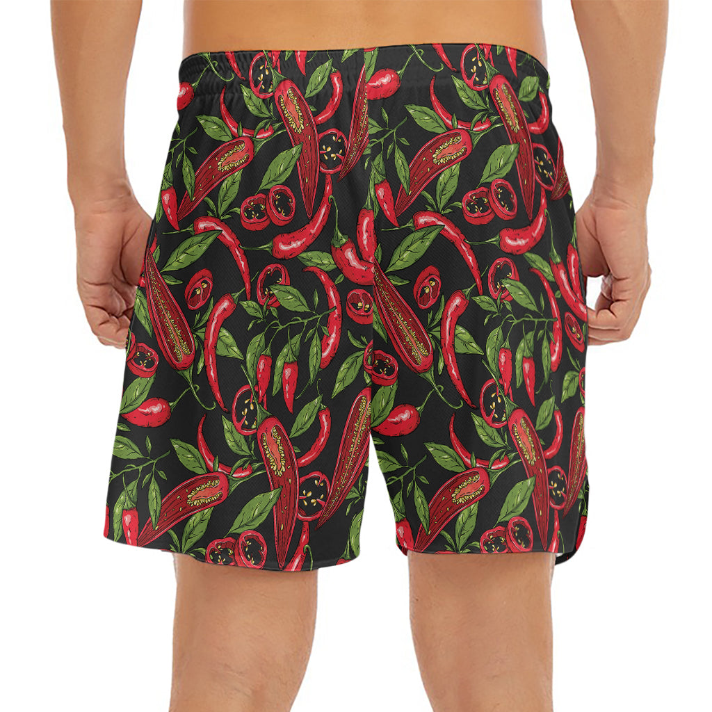Hot Chili Peppers Pattern Print Men's Split Running Shorts