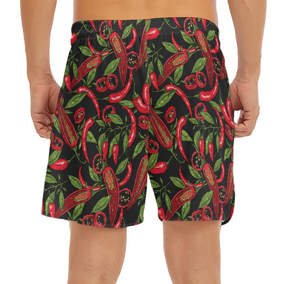 Hot Chili Peppers Pattern Print Men's Split Running Shorts