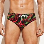 Hot Chili Peppers Pattern Print Men's Swim Briefs