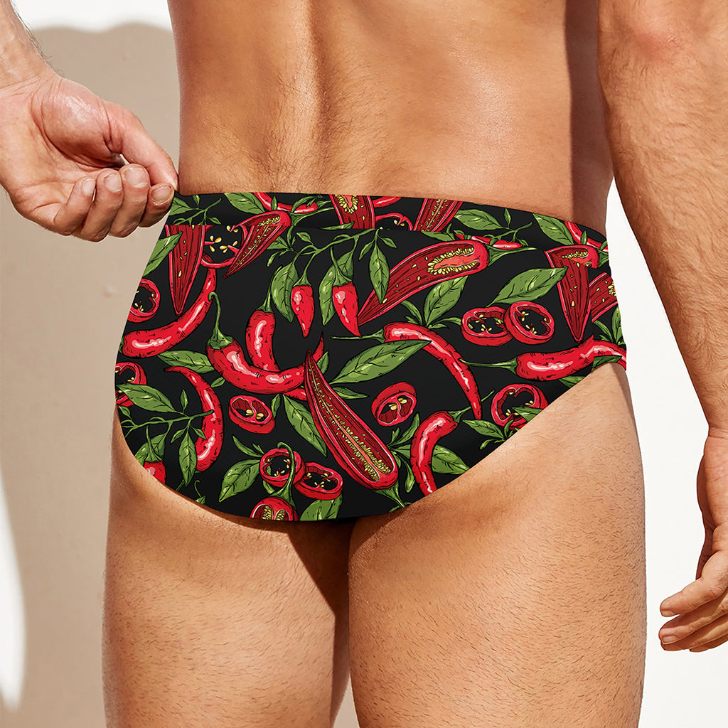 Hot Chili Peppers Pattern Print Men's Swim Briefs