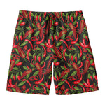Hot Chili Peppers Pattern Print Men's Swim Trunks