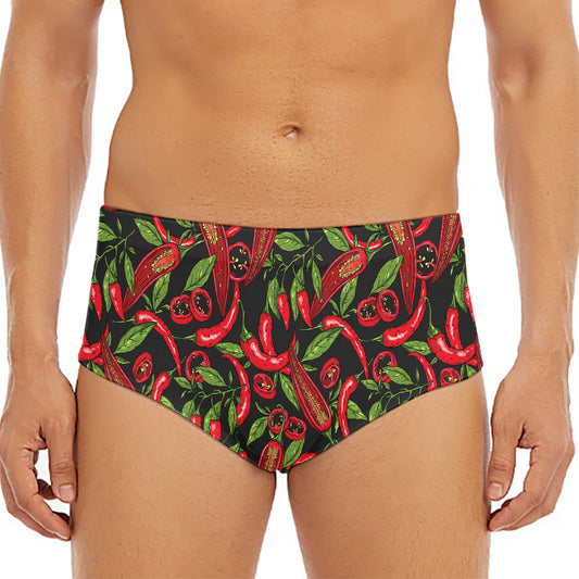 Hot Chili Peppers Pattern Print Men's Triangle Swim Briefs