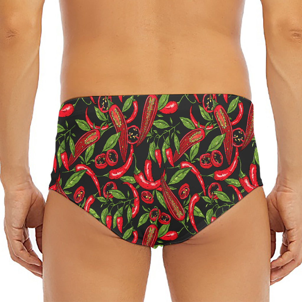 Hot Chili Peppers Pattern Print Men's Triangle Swim Briefs