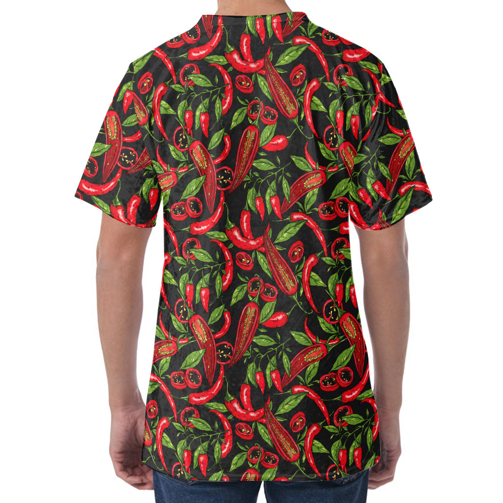 Hot Chili Peppers Pattern Print Men's Velvet T-Shirt